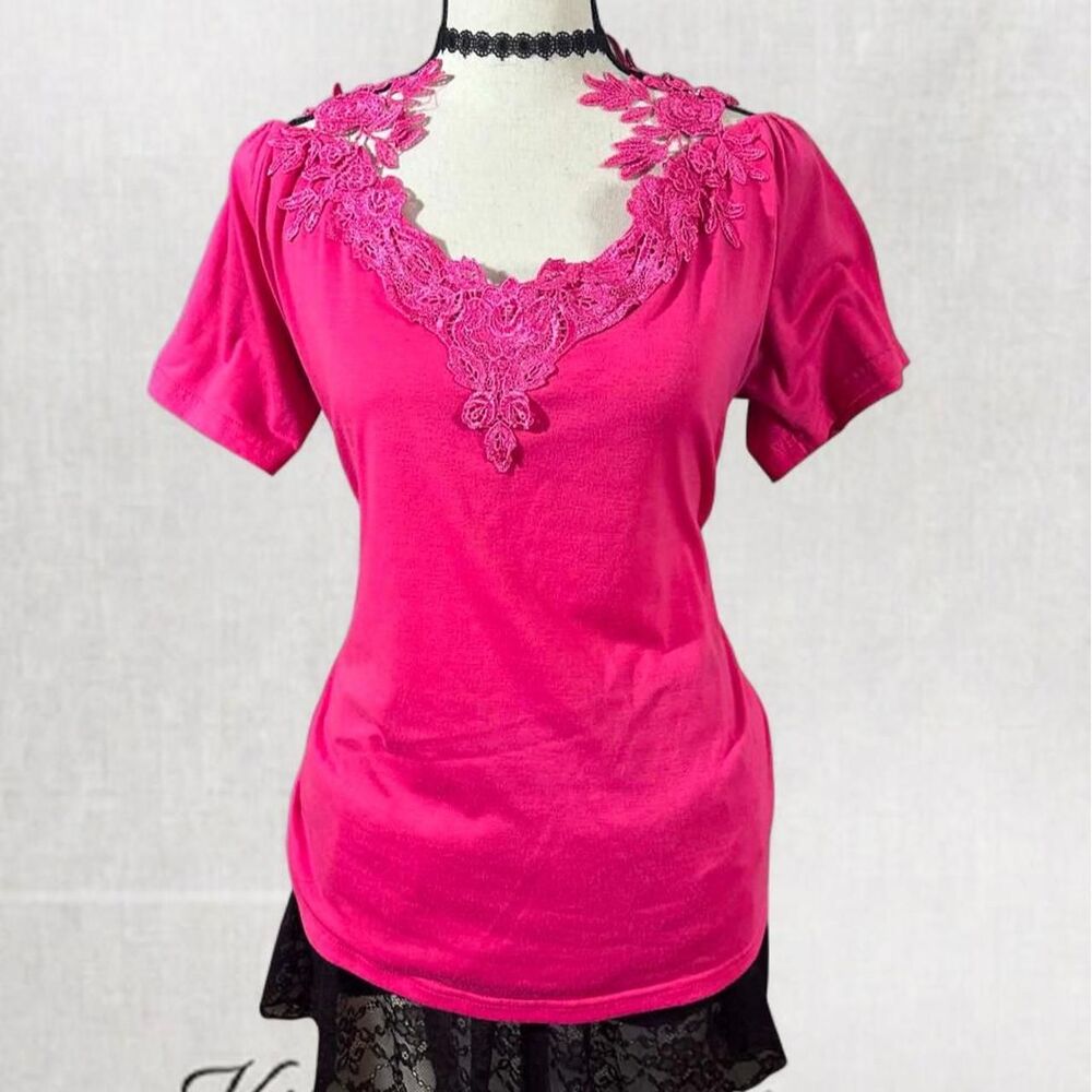Barbiecore Fairy Floral Embroidery Cold Shoulder Pink Top